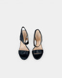 Sandales noires vernis à talon rouge