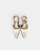 White leather heels