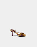 Sandales slingback en raphia tressé à fleurs