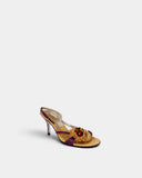 Sandales slingback en raphia tressé à fleurs
