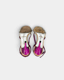 Sandales slingback en raphia tressé à fleurs