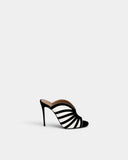Mules graphiques noir et blanc à talons aiguilles