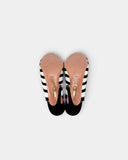 Mules graphiques noir et blanc à talons aiguilles