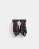 Sandales à talons en cuir brun