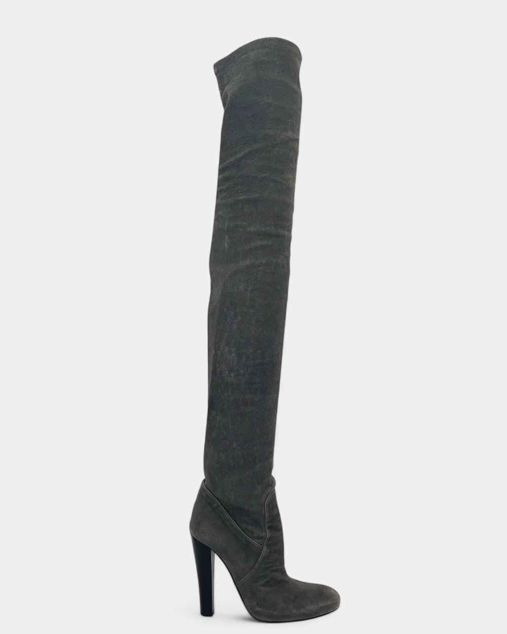 Grey thigh-high boots