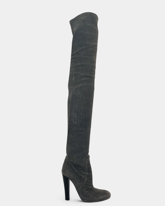 Grey thigh-high boots