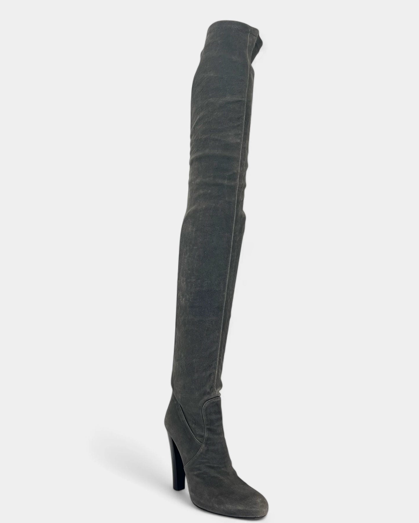 Grey thigh-high boots