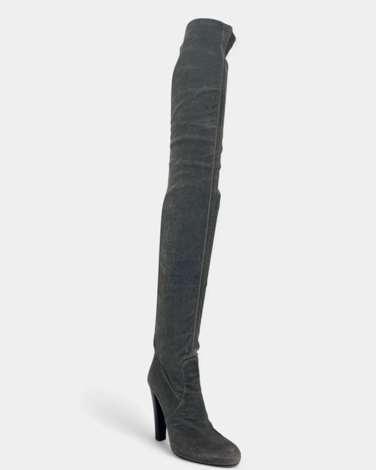 Grey thigh-high boots
