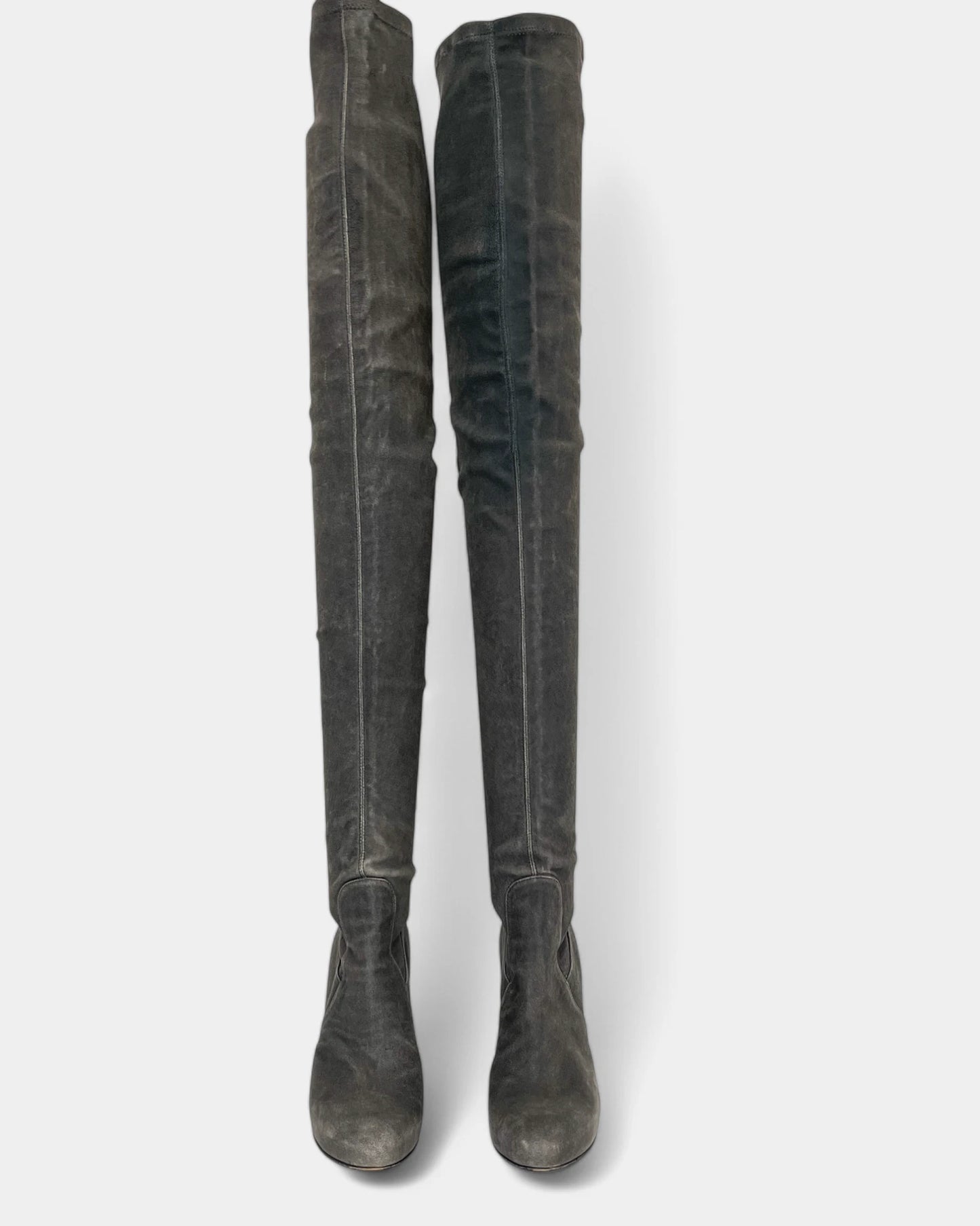 Grey thigh-high boots