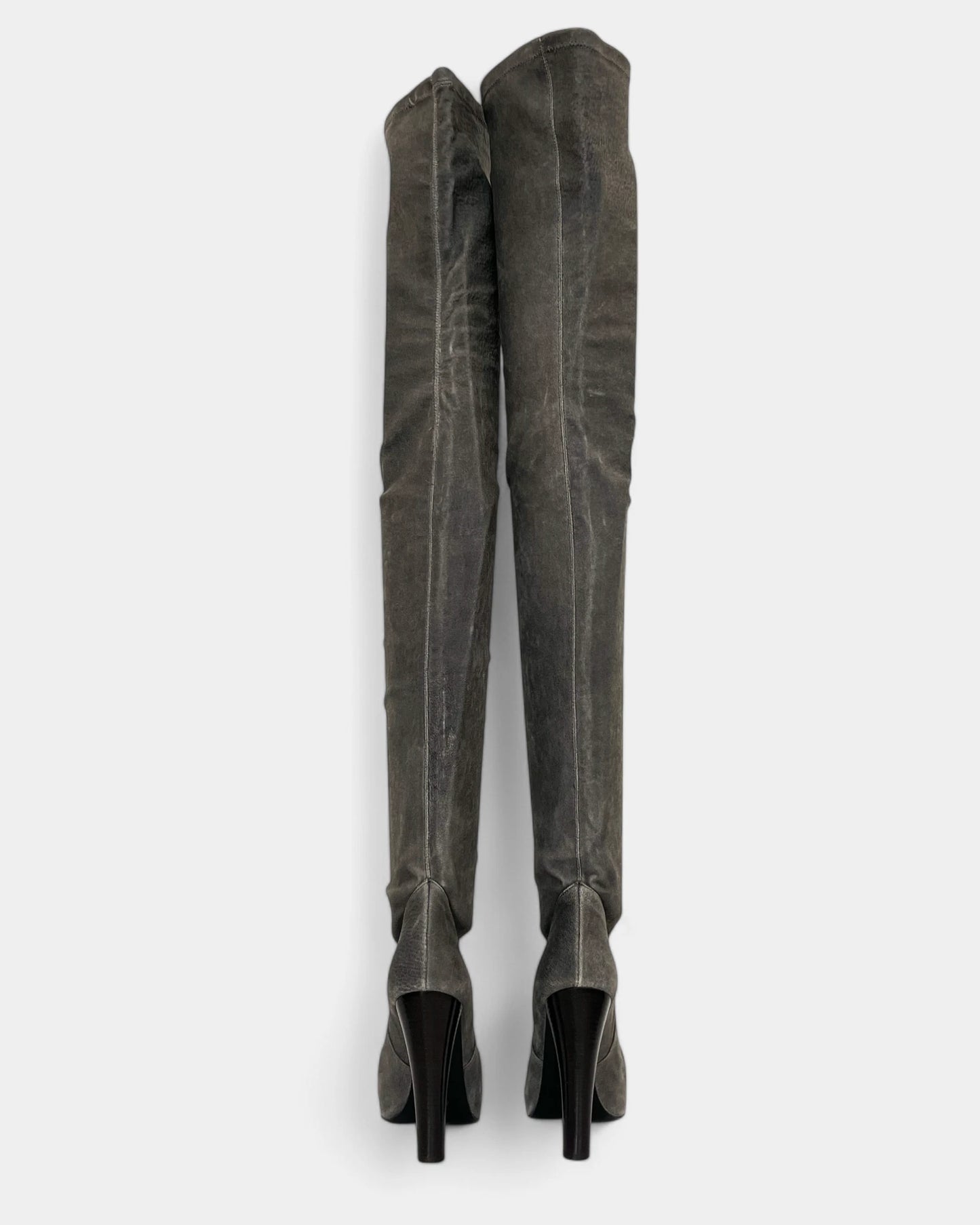Grey thigh-high boots