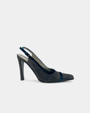 Two-tone slingbacks in gray and blue suede