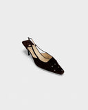 Slingbacks en daim marron perles