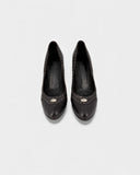 Escarpins compensés en cuir marron