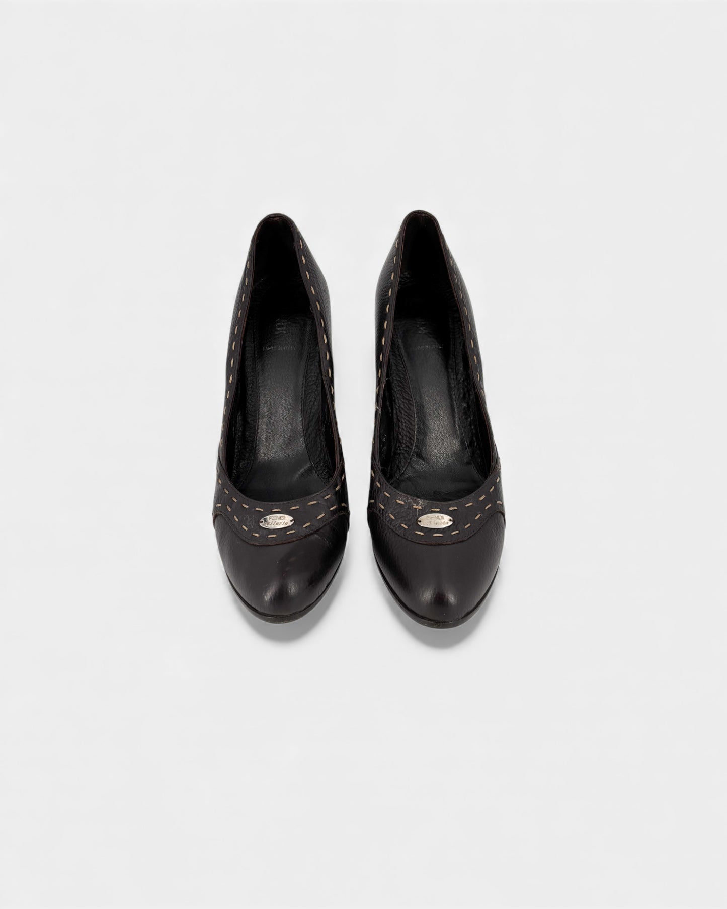 Escarpins compensés cuir marron