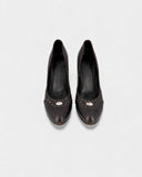 Escarpins compensés en cuir marron