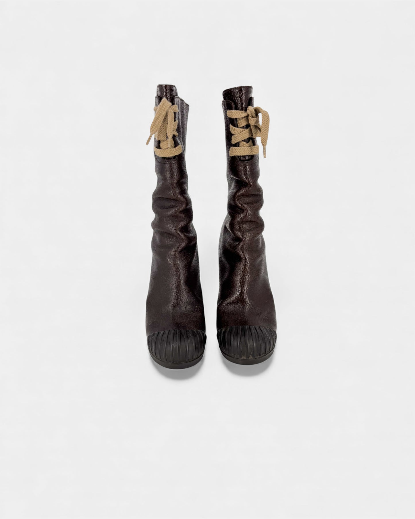 Bottines marron en caoutchouc