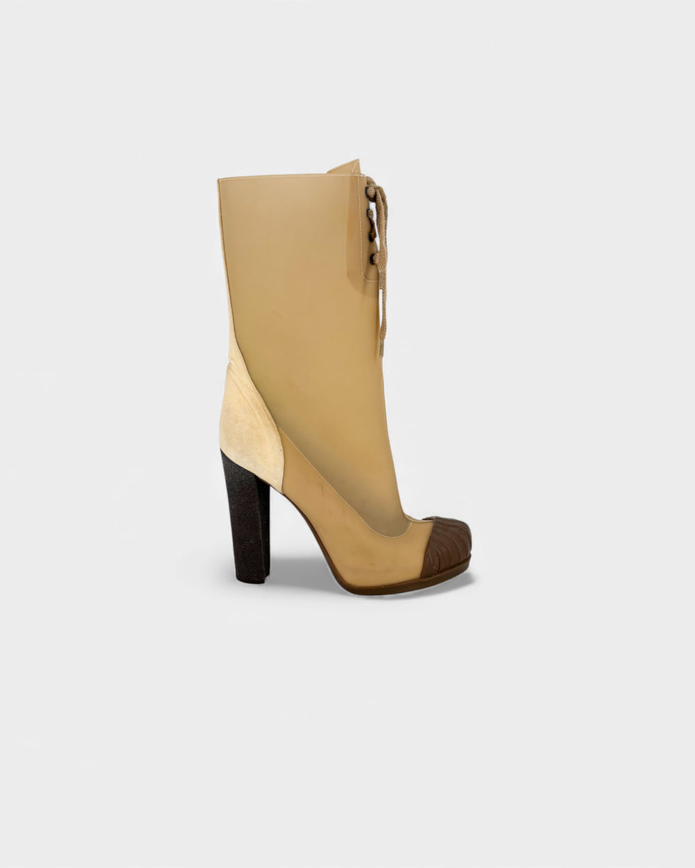 Bottines beiges en caoutchouc