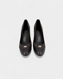 Escarpins en cuir marron à talon compensé