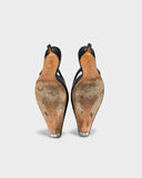 Mules à talons en cuir noir