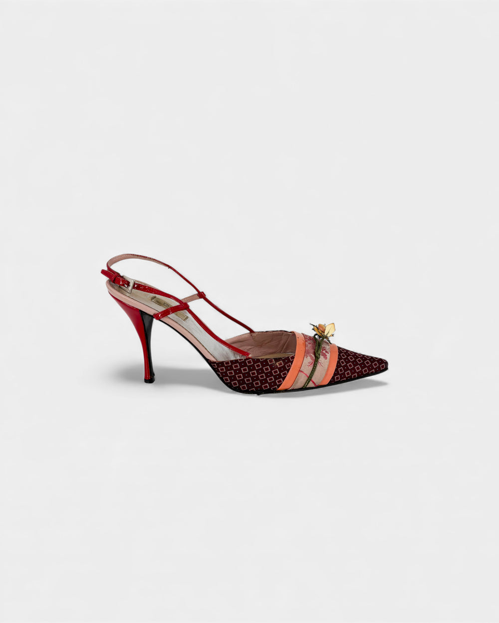 Slingbacks rouges fleurs