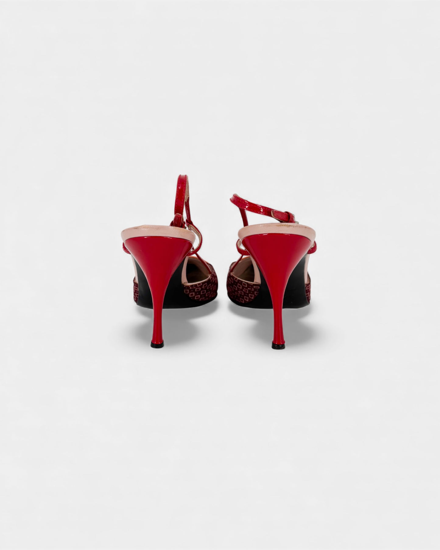 Slingbacks rouges fleurs