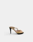 Sandales en satin beige à brides fines