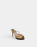 Sandales en satin beige à brides fines
