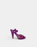 Sandales en cuir fuchsia effet reptile à brides croisées