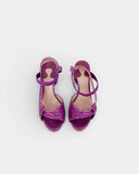 Sandales en cuir fuchsia effet reptile à brides croisées