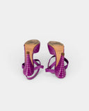 Sandales en cuir fuchsia effet reptile à brides croisées