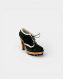 Deep green suede lace-up ankle boot