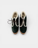 Deep green suede lace-up ankle boot
