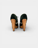 Deep green suede lace-up ankle boot