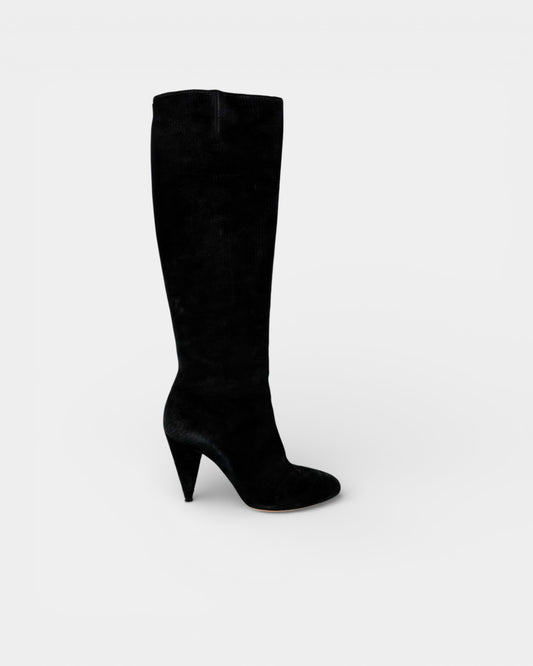 Hautes bottes cuir noir à découpes laser