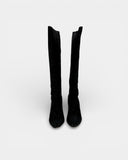 Hautes bottes cuir noir à découpes laser