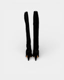 Hautes bottes cuir noir à découpes laser