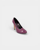 Purple patent leather pump