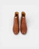 Bottine compensée en cuir brun