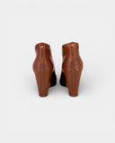 Bottine compensée en cuir brun