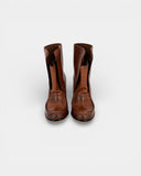 Camel smooth leather ankle boot