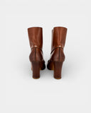 Camel smooth leather ankle boot