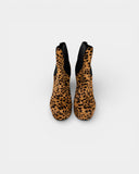 Bottine à plateforme en cuir façon léopard