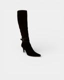 Brown suede knee-high boots