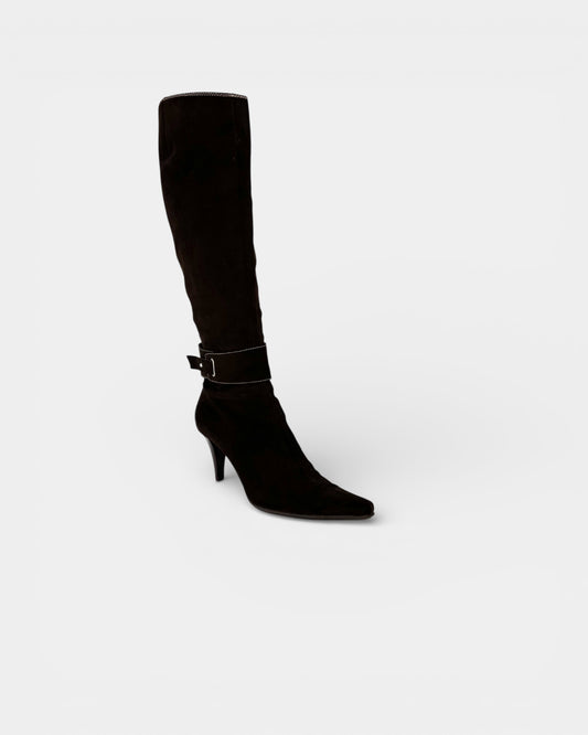 Botte haute en daim marron