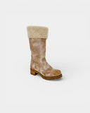 Bottes en cuir patiné, doublées shearling