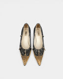 Escarpins en tweed et effet python