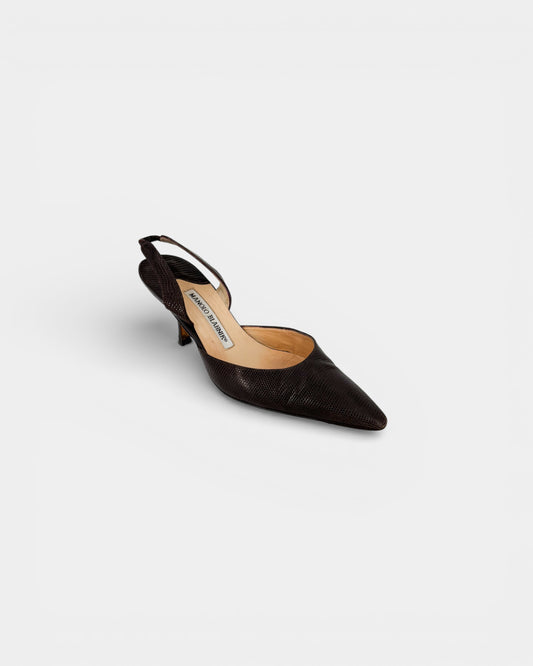 Escarpins slingback marrons