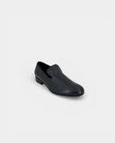 Black leather loafers