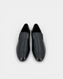 Black leather loafers