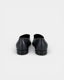 Black leather loafers